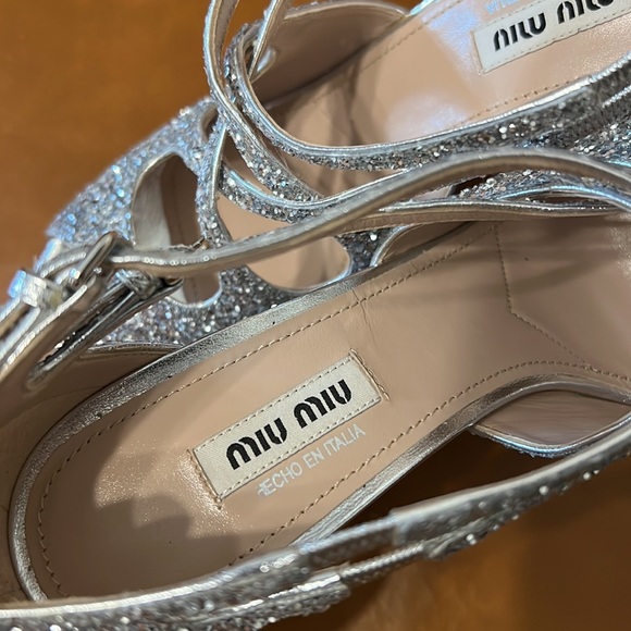 Authentic MIU MIU glittery sandals heels size 38.5 - Picture 5 of 10